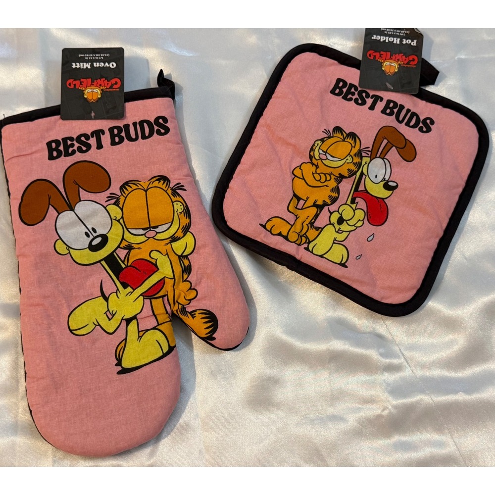 Garfield Odie Best Buds Pink Oven Mitt and Pot Holder Set Nickelodeon New